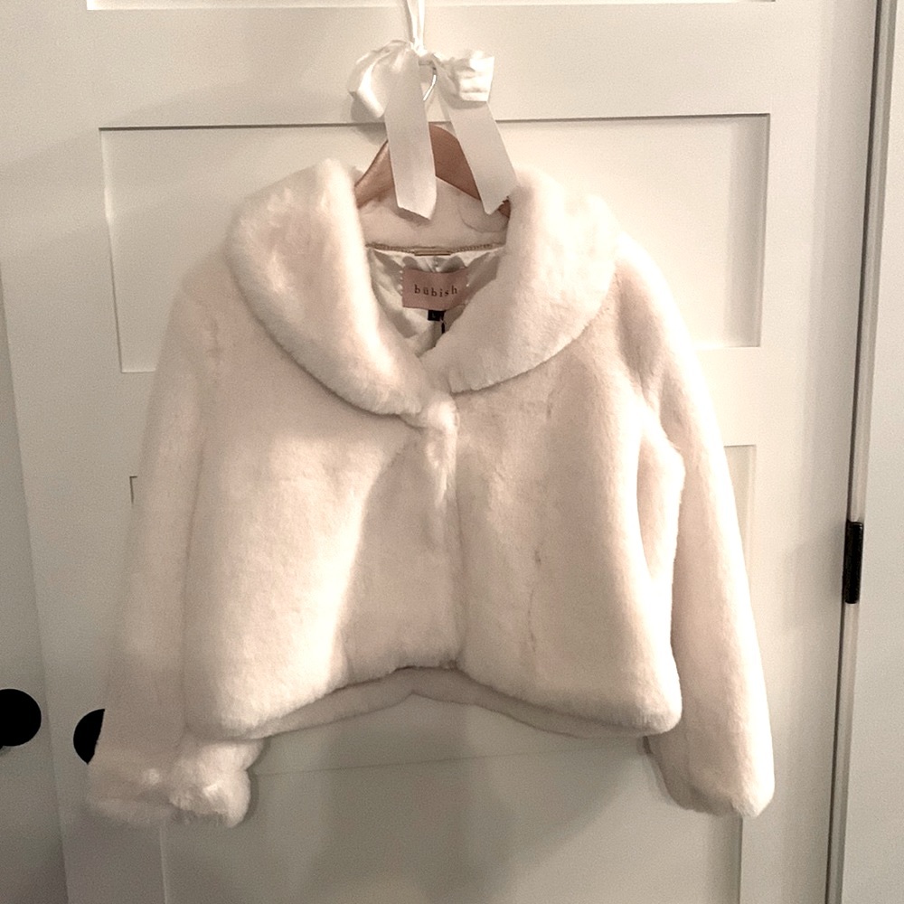 Bubish Australia faux fur evening jacket in ivory